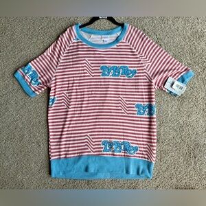 LuLaRoe Striped Red and Blue Jane Shirt